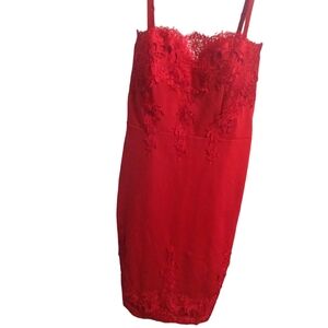 Haute Monde Elegant Red Lace Dress